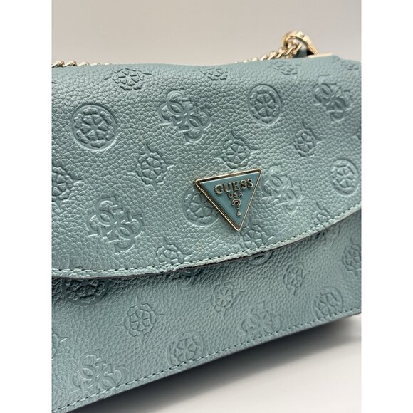 GUESS Cresidia logo embossed convertible small shoulder crossbody bag -Teal - Picture 10 of 14